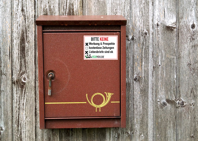 Briefkastensticker von EcoYou – Bitte keine Werbung – Zero Waste Bitte keine Werbung - Briefkastensticker - Plastikmüll reduzieren - Online Shop - einkaufen ohne Plastik - Zero Waste