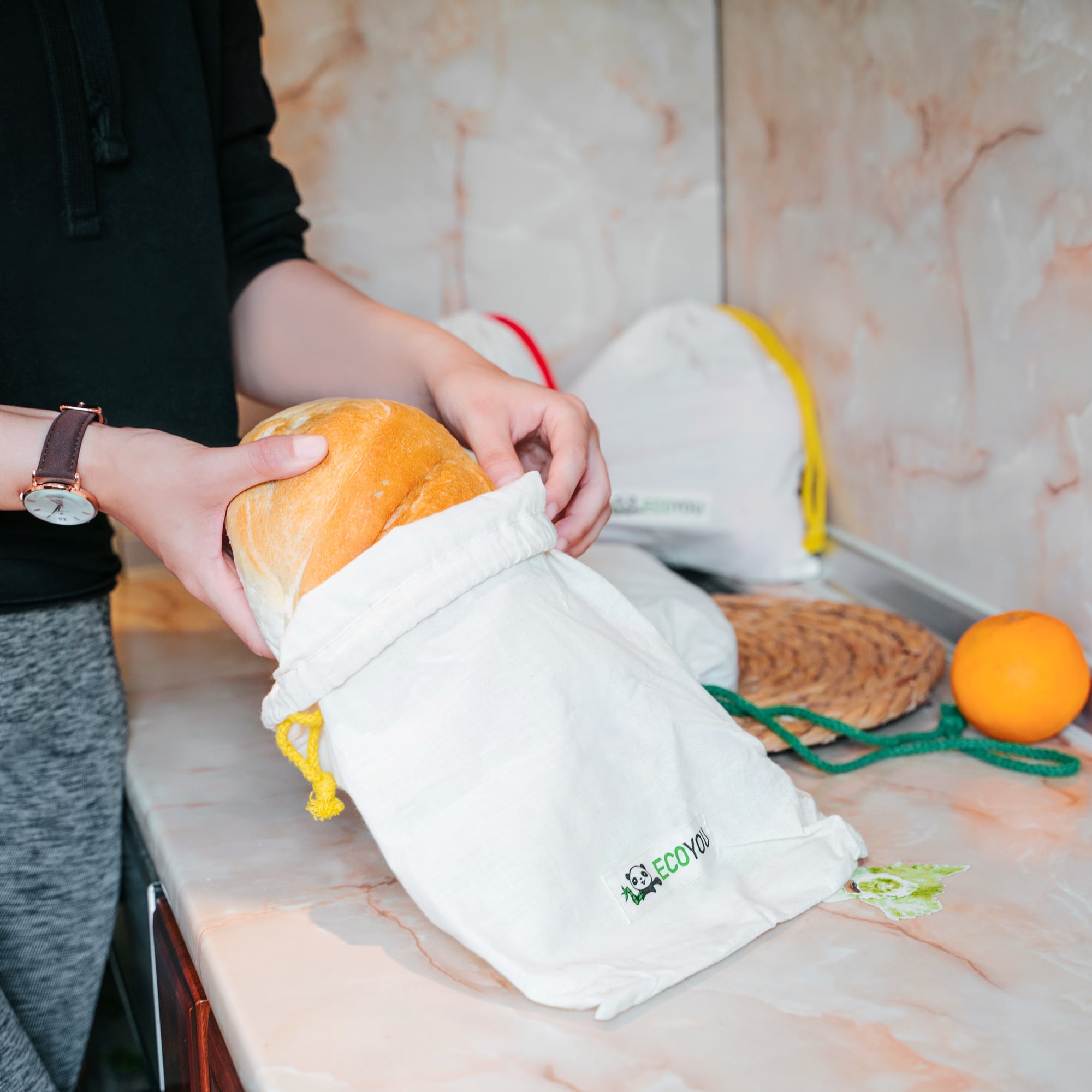 Brotbeutel EcoYou Brotbeutel aus Stoff unverpackt einkaufen ohne Plastik nachhaltig Einkaufen EcoYou Brotnetz
